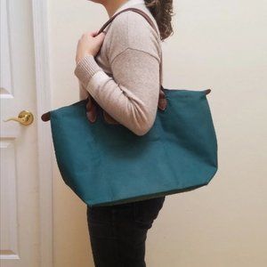 Forest Green Longchamp Le Pliage "Shopping" Large Bag